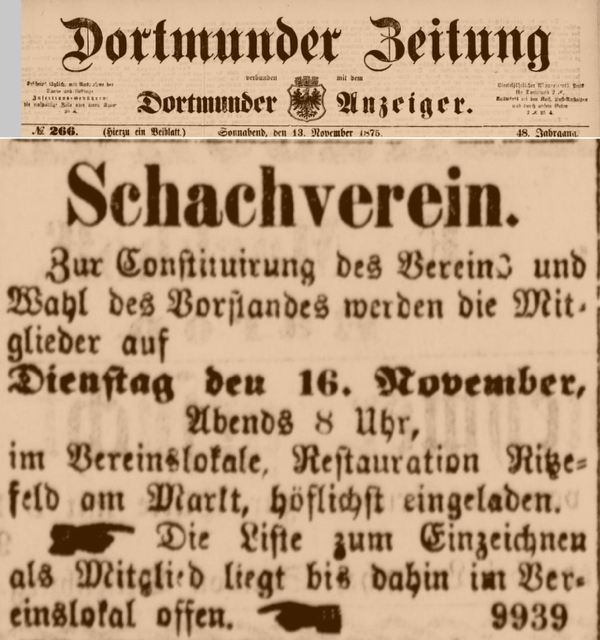 Zeitungsausschnitt zum 16.11.1875